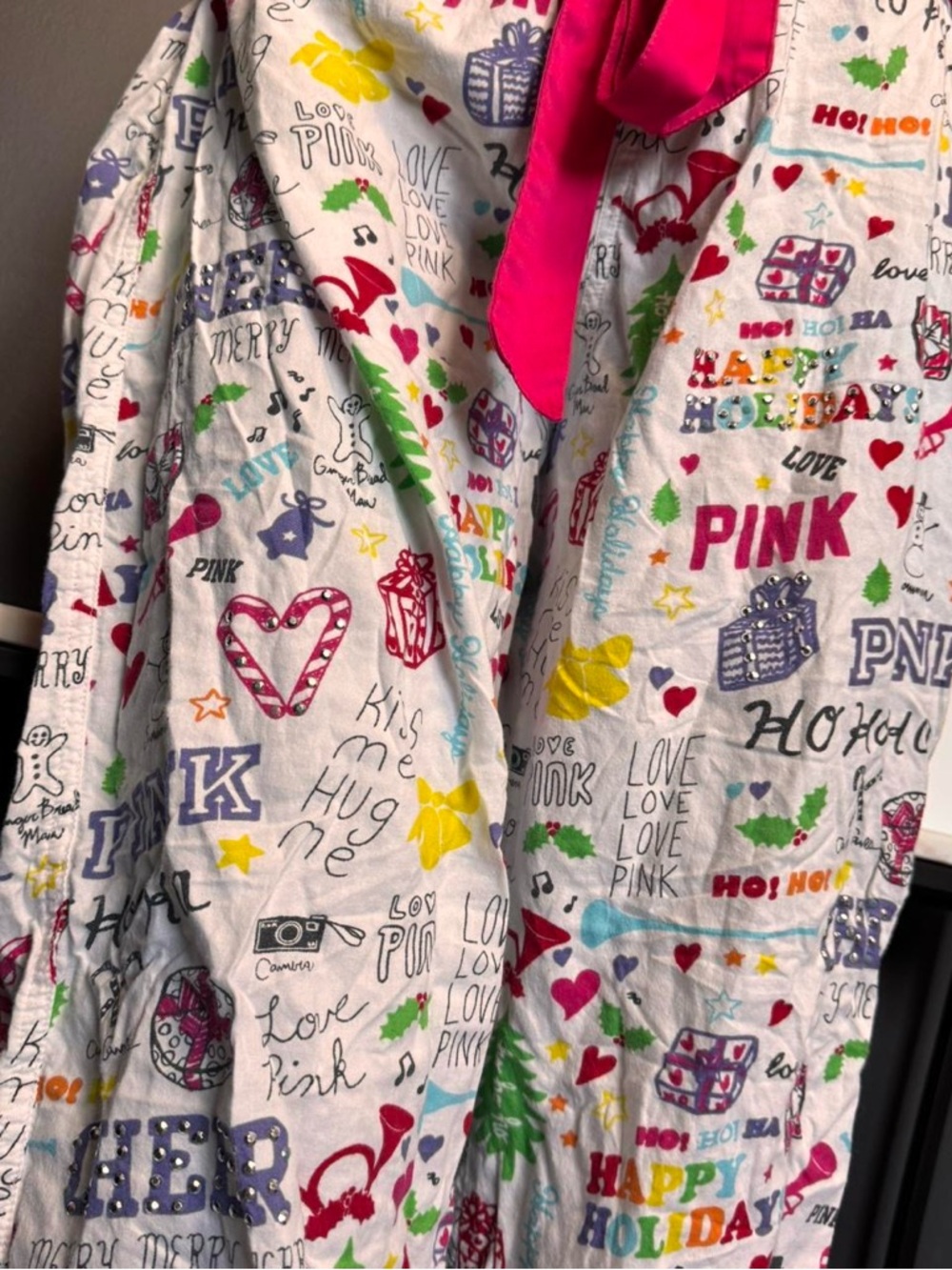 PINK Victoria’s Secret, Y2K holiday colorful, PJ pants - Picture 2 of 6